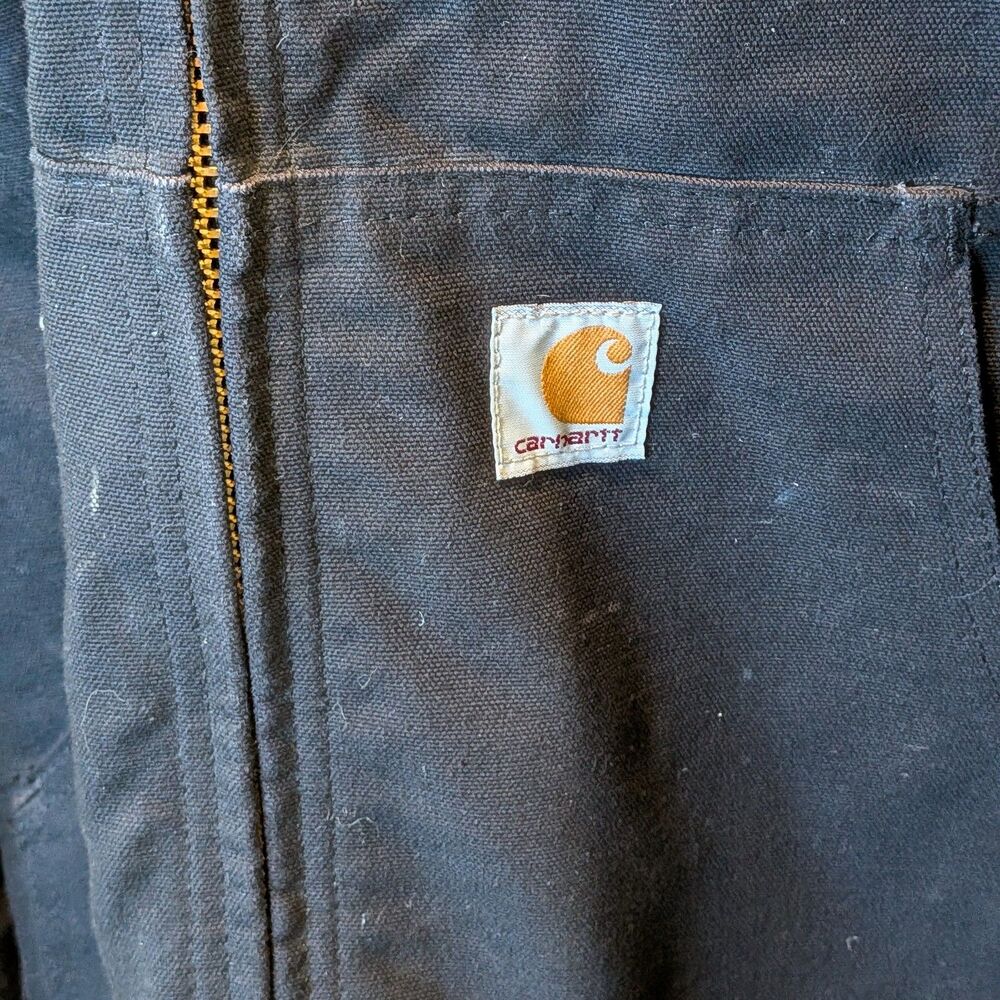 Carhartt OJ0140 Active Jacket Men's XL Tall Black Hooded Quilted Canvas USA Made - Picture 8 of 15